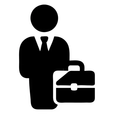 Executive business leader with tie and briefcase sticker