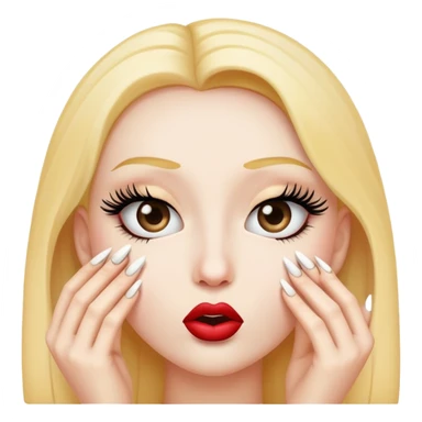 Kissy face emoji with eyelashes and nails  sticker