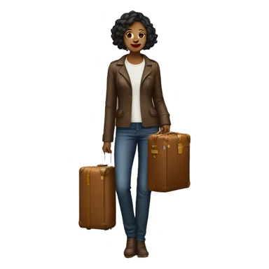 women with a suitcase LV sticker