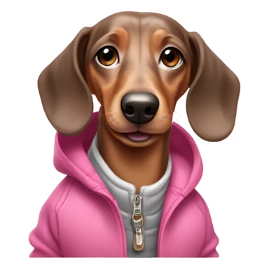 Happy merle dachshund wearing pink jacket sticker