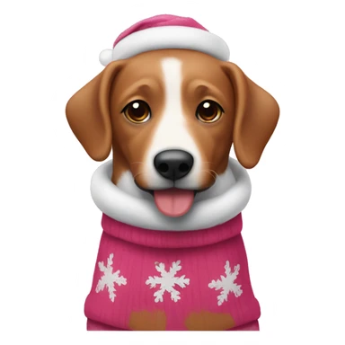 Perro salchicha con un jersey de Navidad rosa sticker