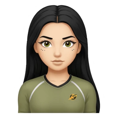 baddie, long hair, cute athletic clothes, very long lashes sticker