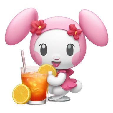my melody drinking a cocktail sticker