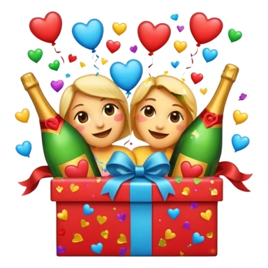 Generate an emojis of all the fun and love in one frame sticker