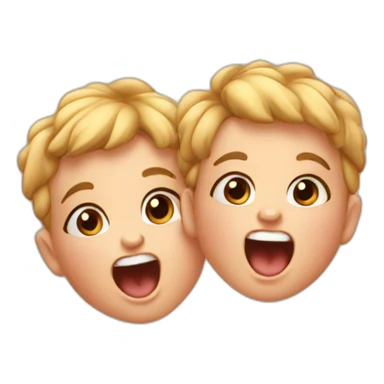 Baby twins smiling and yelling sticker