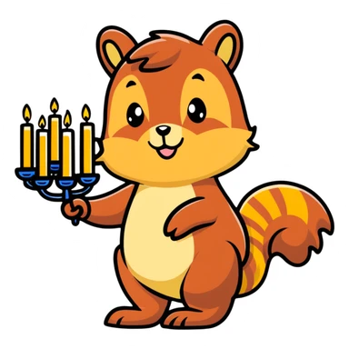 squirrel holding a menorah sticker