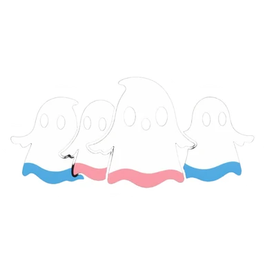 The four classic Pacman ghosts (red, pink, blue, and orange) lined up together sticker