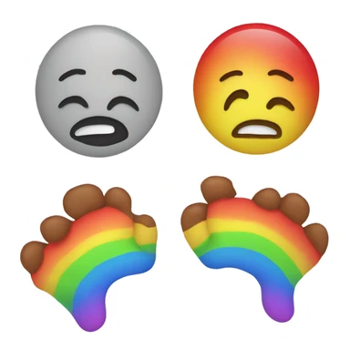 an emoji. a emoji face has sores on it. a rainbow.  sticker