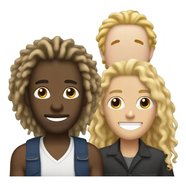 Two black guys with dreadlocks and one white guy with blonde curly hair sticker