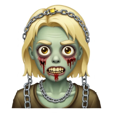 Zombie com dente de ouro e cabelo loiro com correntes sticker
