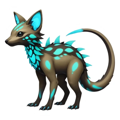 Rare realistic dark-neon glowing bioluminescent edgy badass epic pretty beautiful handsome gorgeous aesthetic colorful vibrant Vernid-Trico-species-Fakemon-creature by LiLaiRa, 4 legs, 1 tail, random markings, (full body) sticker