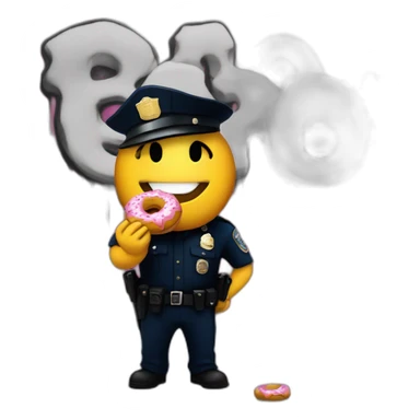 cop eating donut in front of ACAB graffiti sticker