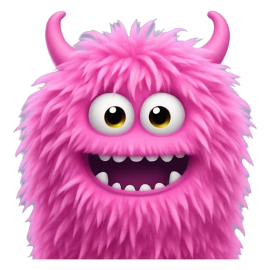 Pink cute smiling fuzzy monster sticker