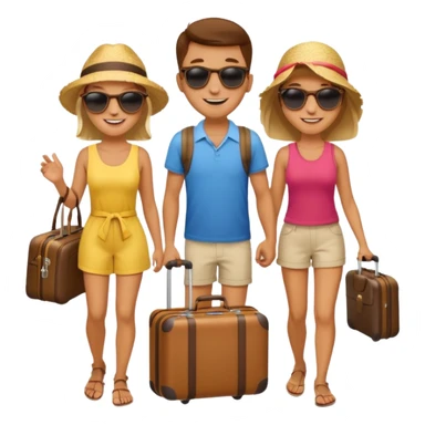3 persons going on holiday vacation, group travel sticker