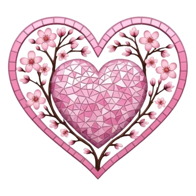 sakura heart with a mosaic pattern sticker