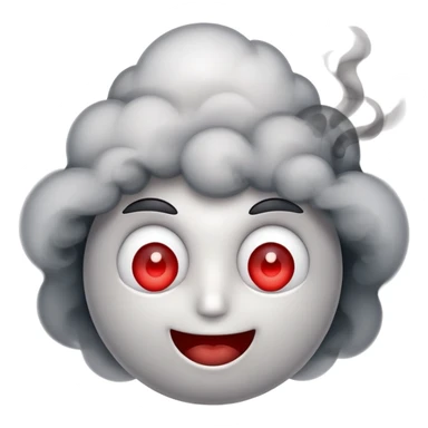 slightly smiling face with red eyes and smoke sticker