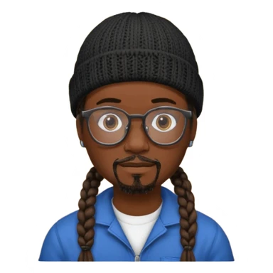 man with braids glasses beanie and goatee sticker