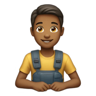 a 11 years old boy seated a sticker