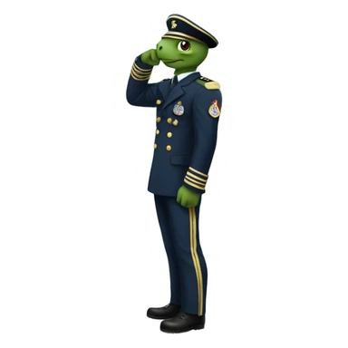 Turtle in navy uniform saluting sticker