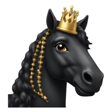 A black unicorn with a gold crown on top sticker