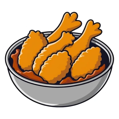fried chicken in a silver stainless steel bowl sticker