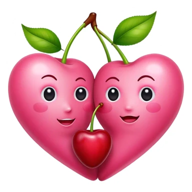 pink heart cherries sticker