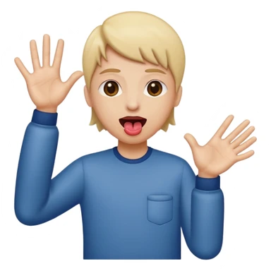 Tongue out with hands to the side sticker