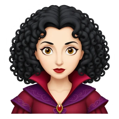 Mother Gothel villain with curly black hair sticker
