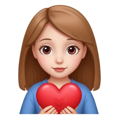 innocent girl with big eyes holding a heart, gentle smile sticker
