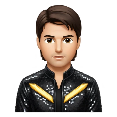 Tom Cruise with dark brown hair, black sequin outfit sticker