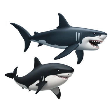 Shark with a top horn being chased by a orca whale sticker