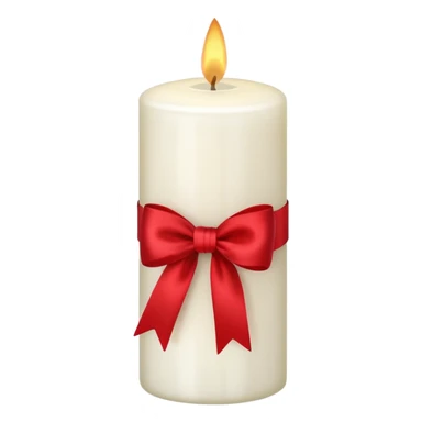 white candle with a bow sticker