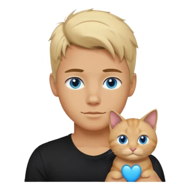 sexy boy with blonde hair and black t-shirt with cat  sticker