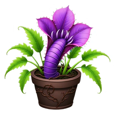 Black and purple Venus flytrap with vines sticker