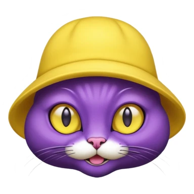 dark purple alien cat with no fur and yellow hat sticker
