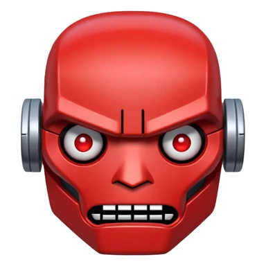 Create a pixel-grid robot face emotion displayed on a dark background composed of a strict 32×32 square grid. . Create emotion "Angry" sticker