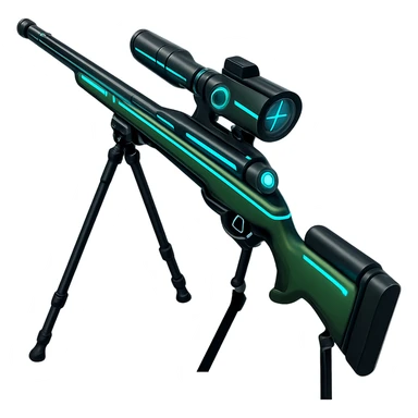 Make the toy sniper rifle much longer and more high tech, in the style of Apple emojis, with no background. Keep the apple emoji style look and feel. sticker
