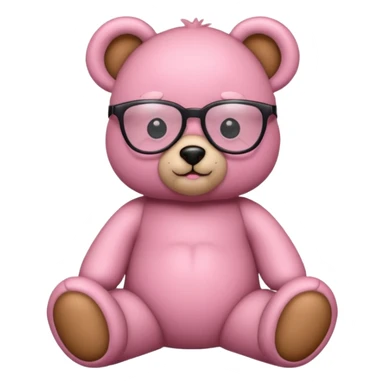 Pink teddy bear with glasses sticker