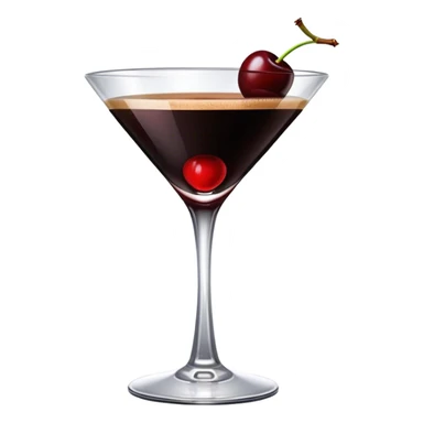 Cherry espresso martini with one red cherry sticker