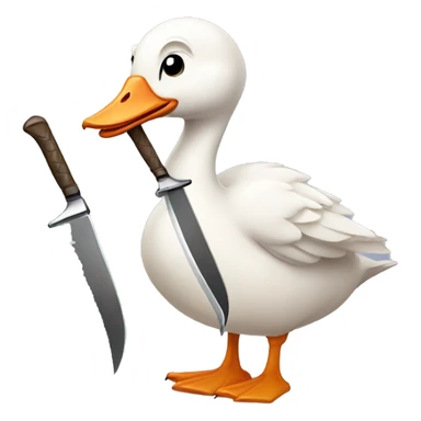 a goose holding two knives sticker