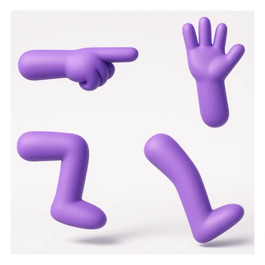 Convert to 3D emoji style, with all four purple limbs directed outward, dynamic pose sticker