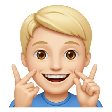 Smiley with his fingers between his teeth  sticker