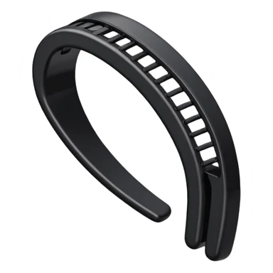a curved hair accessory with teeth on both sides that hinge together, designed to secure hair in a vertical ponytail sticker