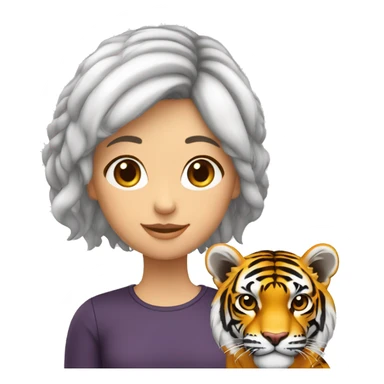Fille cheveux blanc et oreille de tigre  sticker
