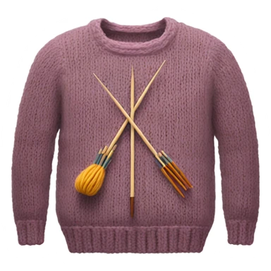 half knit sweater with knitting needles sticker