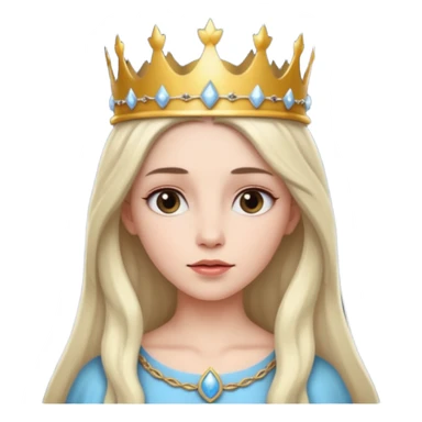 White Long Haired Women, Queen with crown — soft expression, moonlight tone sticker