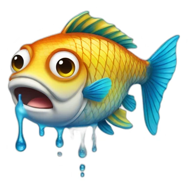 a fish with drip sticker