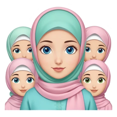 Turkish beautiful finish Konya girl blue eyes with sugar pink and mint hijab islamic dress and celebrating with her friends eid days   sticker