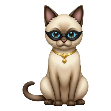 siamese cat full body sitting with a mask sticker