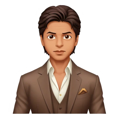 Cinematic Realistic portrait of Shah Rukh Khan, portrayed as a charismatic film star with expressive features and stylish contemporary attire, rendered in rich, dynamic lighting that captures his magnetic presence sticker